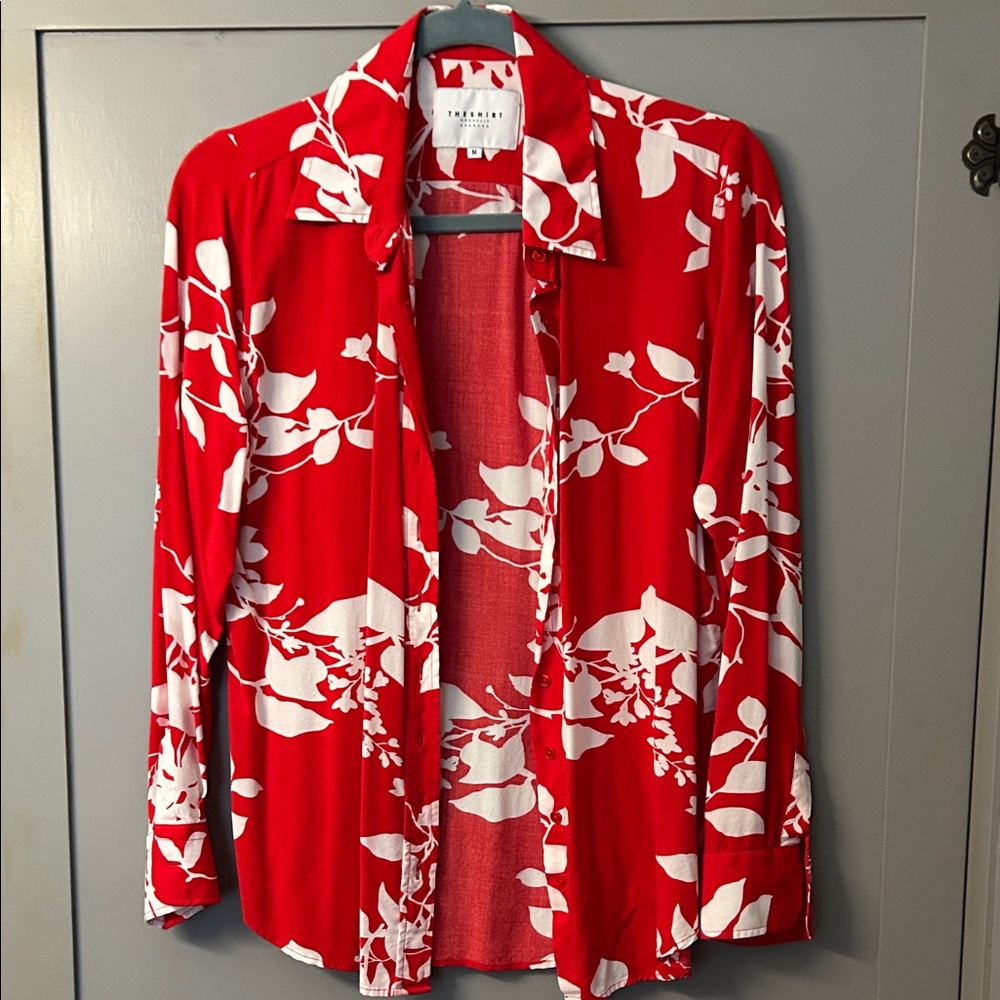 The Shirt by Rochelle Behrens Red and White Floral Button-Down Shirt